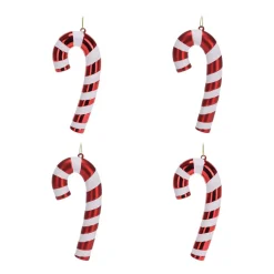 4 Anhänger Zuckerstangen, Rot-weiß, Kunststoff, 17 Cm