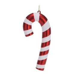 4 Anhänger Zuckerstangen, Rot-weiß, Kunststoff, 17 Cm