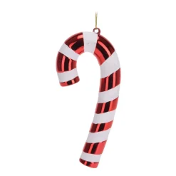 4 Anhänger Zuckerstangen, Rot-weiß, Kunststoff, 17 Cm