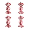 4 Bonbon-Anhänger, Rot-weiß, Kunststoff, 11 Cm