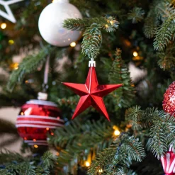 12 Christbaumschmuck Sterne Rot, Kunststoff, 10 Cm