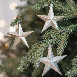 12 Christbaumschmuck Sterne Champagner, Kunststoff, 10 Cm