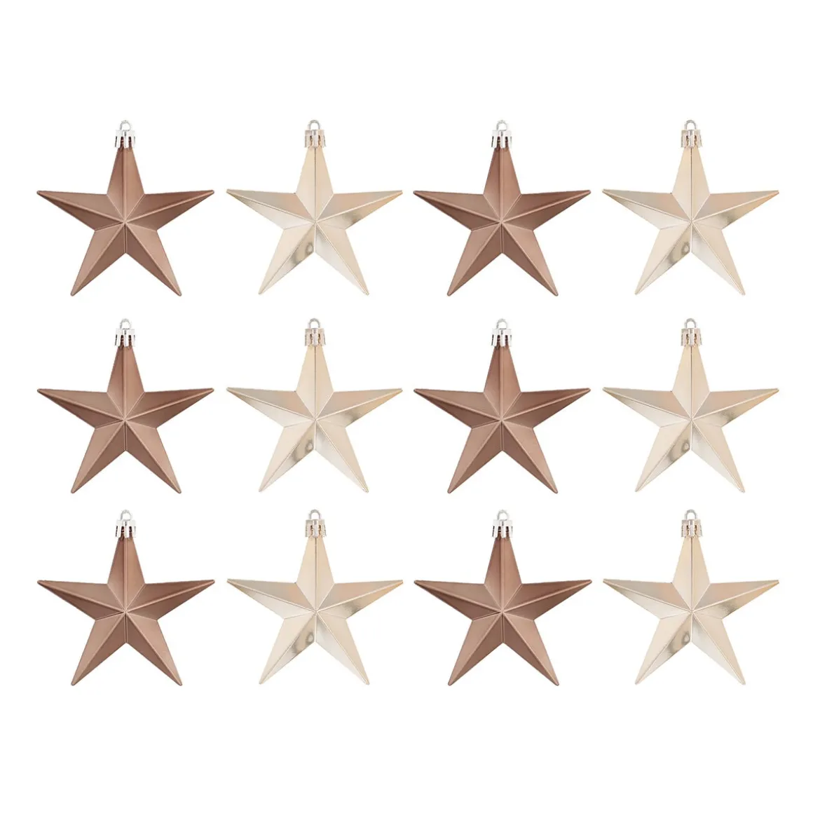12 Christbaumschmuck Sterne Taupe, Kunststoff, 10 Cm