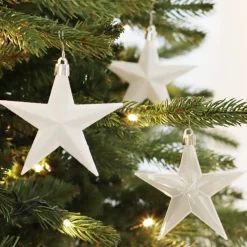 12 Christbaumschmuck Sterne Weiß, Kunststoff, 10 Cm