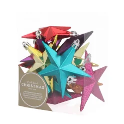 12 Christbaumschmuck Sterne Bunt, Kunststoff, 10 Cm