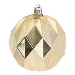 4 Design-Weihnachtskugeln Hellgold, Kunststoff, 8 Cm