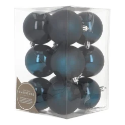 12 Dunkelblaue Weihnachtskugeln In Praktischer Box