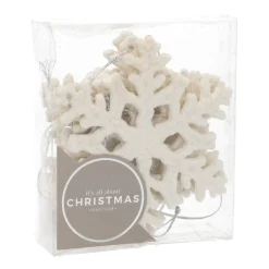 6 Glitzer Schneeflocken Créme-weiß, Kunststoff, 10 Cm