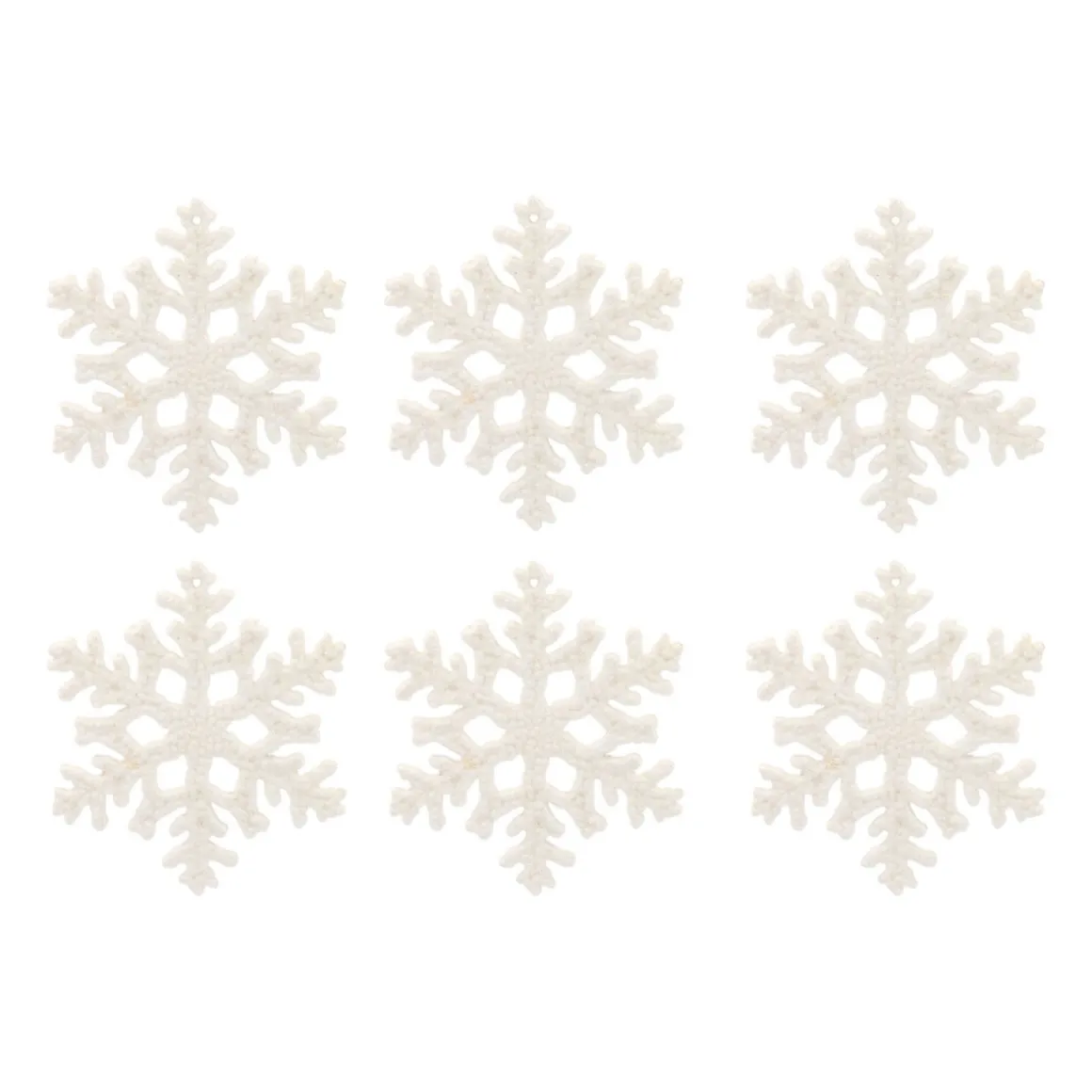 6 Glitzer Schneeflocken Créme-weiß, Kunststoff, 10 Cm
