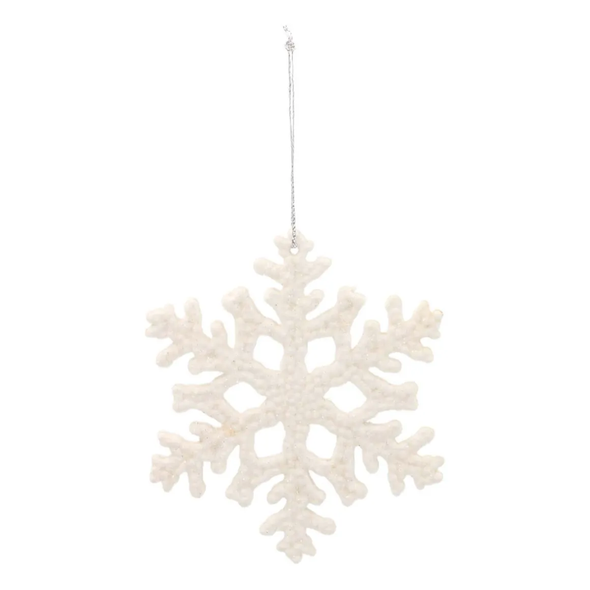 6 Glitzer Schneeflocken Créme-weiß, Kunststoff, 10 Cm