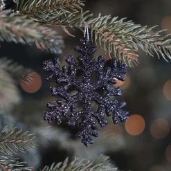 6 Glitzer-Sterne Schwarz, Kunststoff, 12 Cm