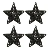 4 Glitzer-Sterne Schwarz, Kunststoff, 8 Cm