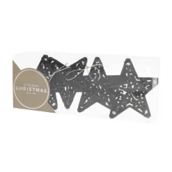 4 Glitzer-Sterne Schwarz, Kunststoff, 8 Cm