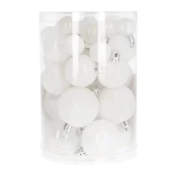 36 Kleine Weihnachtskugeln Weiß, Aus Kunststoff