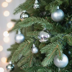 36 Kleine Weihnachtskugeln Silber, Kunststoff, 2,5-5 Cm