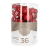 36 Kleine Weihnachtskugeln Rot, Kunststoff, 2,5-5 Cm