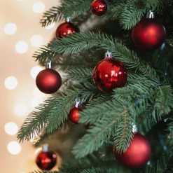 36 Kleine Weihnachtskugeln Rot, Kunststoff, 2,5-5 Cm