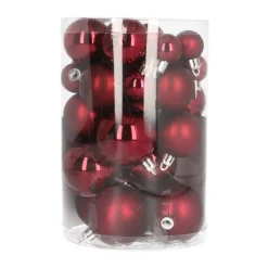 36 Kleine Weihnachtskugeln Bordeaux, Kunststoff, 2,5-5 Cm