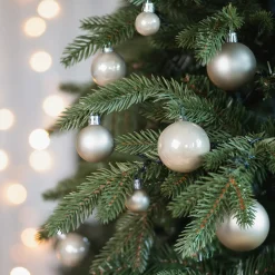 36 Kleine Weihnachtskugeln Champagner, Kunststoff, 2,5-5 Cm