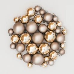 36 Kleine Weihnachtskugeln Taupe, Kunststoff, 2,5-5 Cm