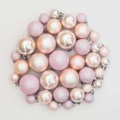 36 Kleine Weihnachtskugeln Rosa, Kunststoff, 2,5-5 Cm