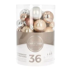 36 Kleine Weihnachtskugeln Home Sweet Home Mix, Kunststoff, 2,5-5 Cm