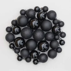 36 Kleine Weihnachtskugeln Schwarz, Kunststoff, 2,5-5 Cm