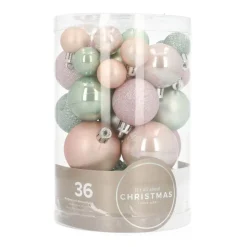 36 Kleine Weihnachtskugeln Romantic Mix, Aus Kunststoff