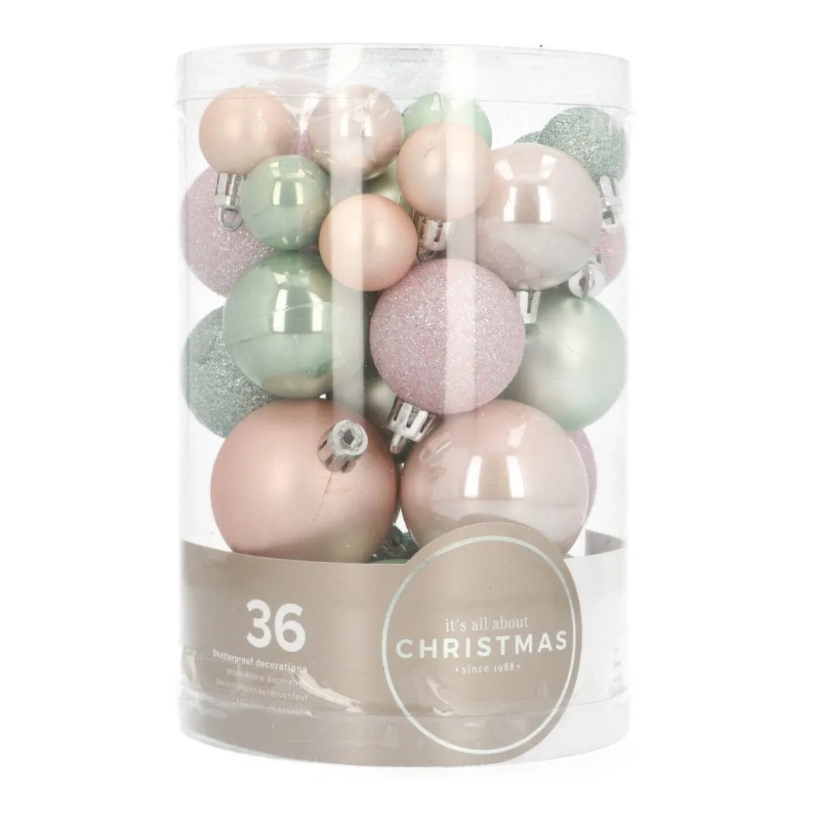 36 Kleine Weihnachtskugeln Romantic Mix, Aus Kunststoff