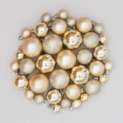 36 Kleine Weihnachtskugeln Hellgold, Aus Kunststoff