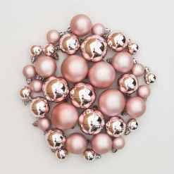 36 Kleine Weihnachtskugeln, Altrosa, Kunststoff, 2,5-5 Cm