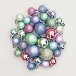 32 Mini Weihnachtskugeln Pastell Mix, Kunststoff, 2,5-4 Cm
