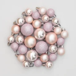 32 Mini Weihnachtskugeln Rosa, Kunststoff, 2,5-4 Cm