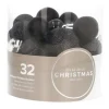 32 Mini Weihnachtskugeln Schwarz, Kunststoff, 2,5-4 Cm