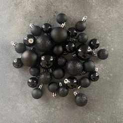 32 Mini Weihnachtskugeln Schwarz, Kunststoff, 2,5-4 Cm