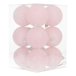 12 Rosa Glitzer-Weihnachtskugeln In Praktischer Box