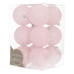 12 Rosa Glitzer-Weihnachtskugeln In Praktischer Box