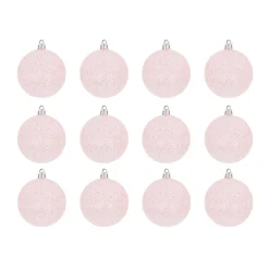 12 Rosa Glitzer-Weihnachtskugeln In Praktischer Box