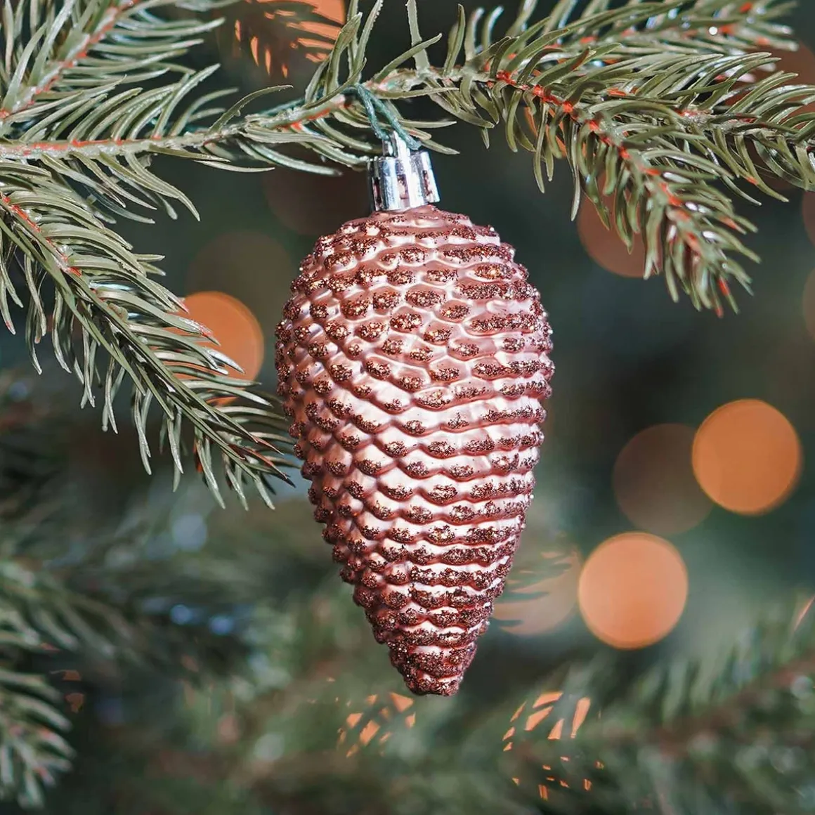 6 Tannenzapfen Kupfer, Kunststoff, 9 Cm