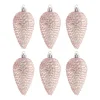 6 Tannenzapfen Rosa, Kunststoff, 9 Cm