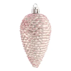 6 Tannenzapfen Rosa, Kunststoff, 9 Cm