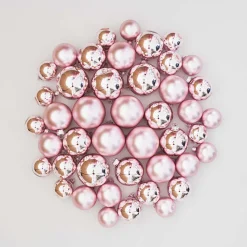 44 Weihnachtskugeln, Altrosa, Glas, 5-8 Cm