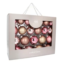 44 Weihnachtskugeln, Altrosa Mix, Glas, 5-8 Cm