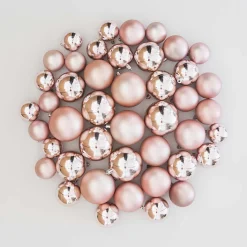 44 Weihnachtskugeln, Altrosa, Kunststoff, 5-8 Cm