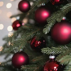 44 Weihnachtskugeln, Bordeaux, Glas, 5-8 Cm