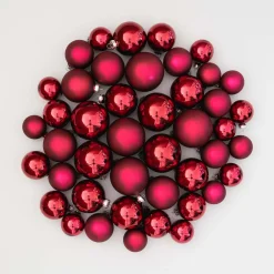44 Weihnachtskugeln, Bordeaux, Glas, 5-8 Cm