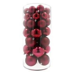 44 Weihnachtskugeln, Bordeaux, Kunststoff, 5-8 Cm