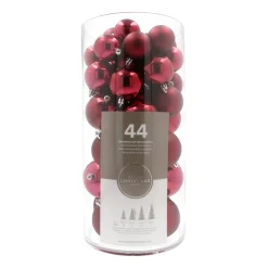 44 Weihnachtskugeln, Bordeaux, Kunststoff, 5-8 Cm