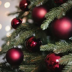 44 Weihnachtskugeln, Bordeaux, Kunststoff, 5-8 Cm