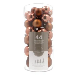 44 Weihnachtskugeln, Bronze, Kunststoff, 5-8 Cm